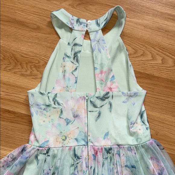 Rare Editions Floral Girls Dress Pastel Accents Halter Mesh Tulle Skirt Size 12 - Picture 5 of 9